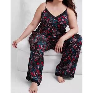 STATE OF DAY WOMENS LACE-TRIM CAMISOLE PAJAMAS WISPY GARDEN 2PCS - S